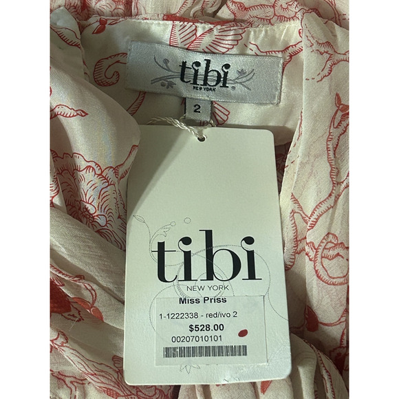 NWT Tibi Miss Priss Dress Womens Size 2 Pink Floral Chiffon Layered Belt $528 - Picture 8 of 9